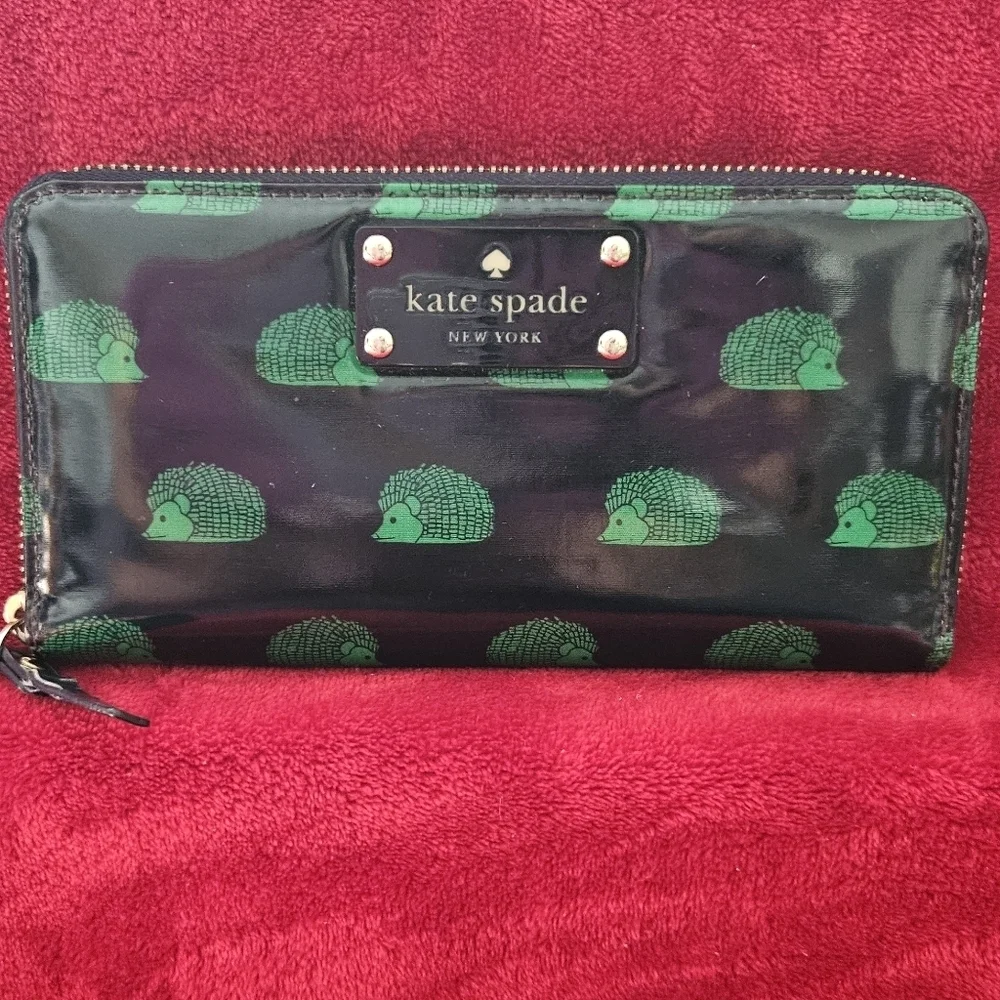 Kate Spade Black and Green Hedgehog Wallet